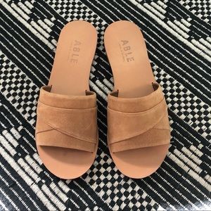 Able Tan Suede Sandals